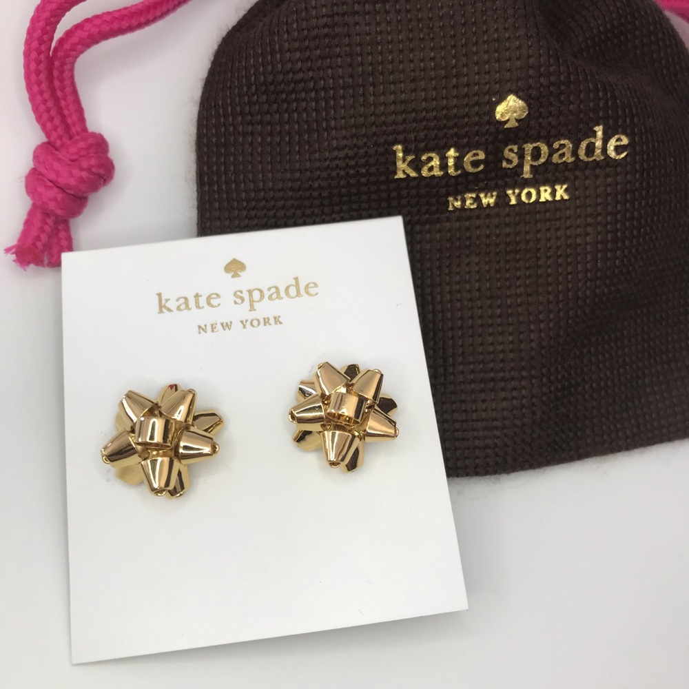 New gold-plated Kate Spade Bourgeois Bow stud earrings